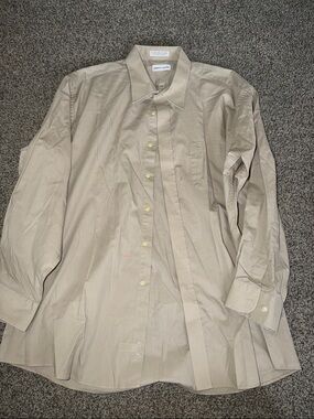 Pierre Cardin Tan Long-Sleeve Dress Shirt